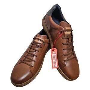 New Pikolinos Men's BEGUR Leather Low-Top Sneakers SZ 43 US 9.5 Brandy Lace-Up